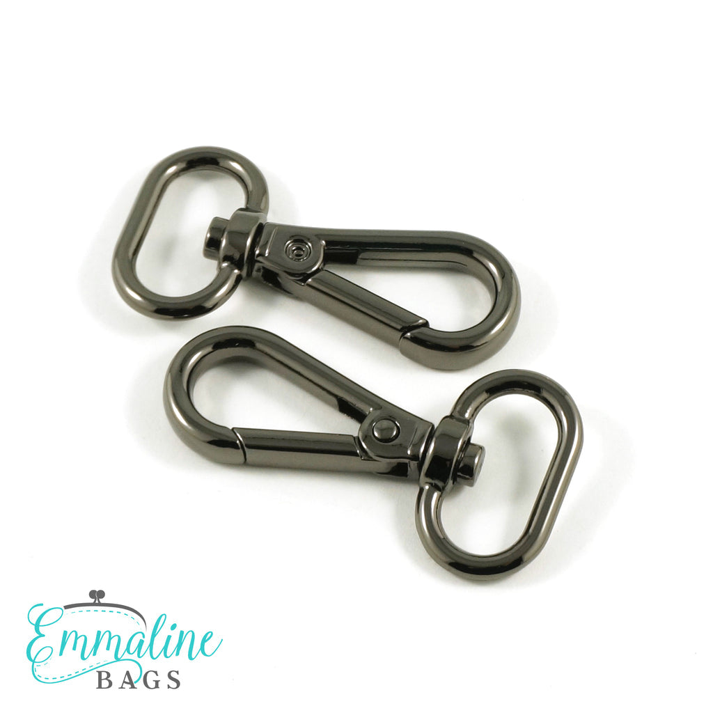 Swivel Snap Hooks: 3/4" wide Flat Hook Profile in Gunmetal (2 Pack)