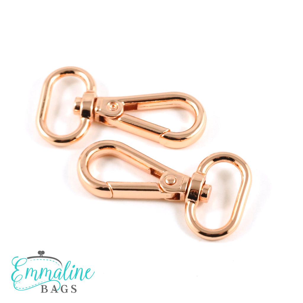Swivel Snap Hooks: 3/4" wide Flat Hook Profile in Rose Gold/Copper (2 Pack)