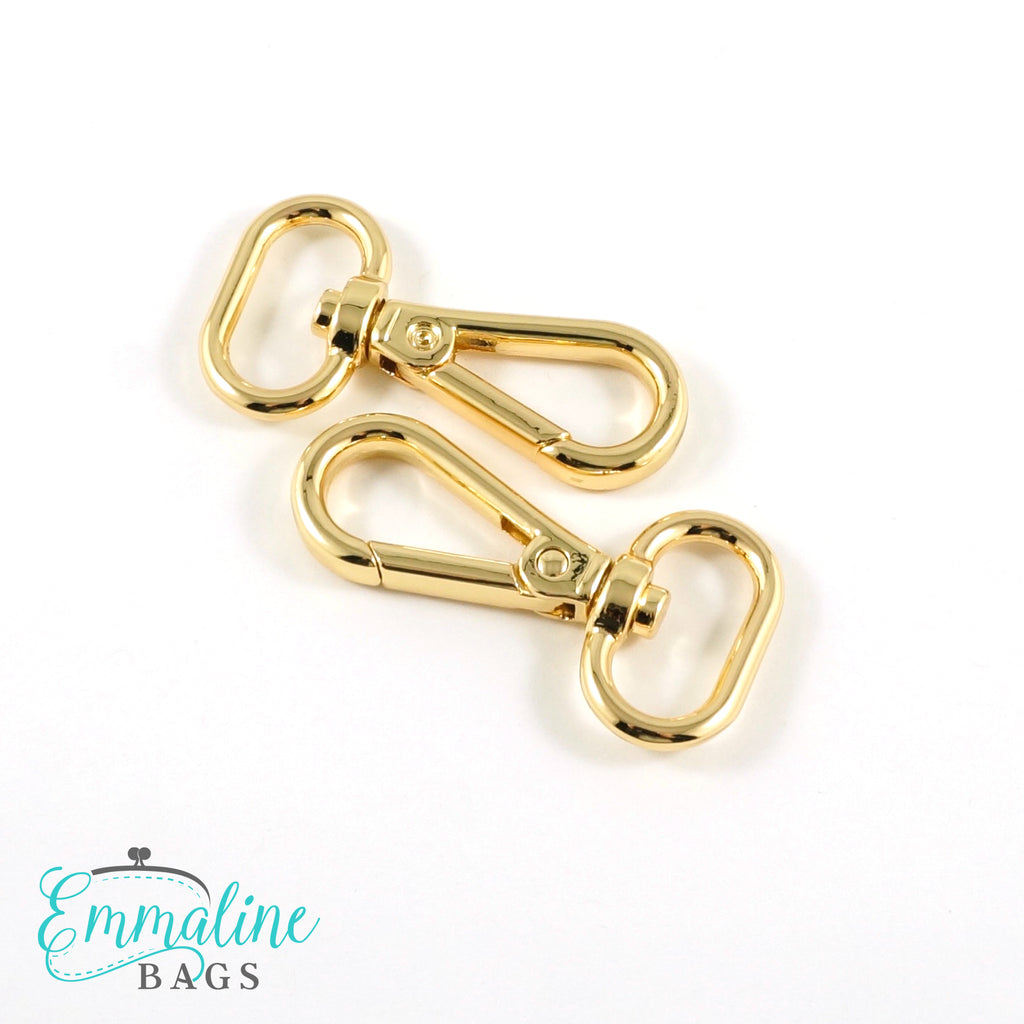 Swivel Snap Hooks: 3/4" wide Flat Hook Profile in Gold (2 Pack)