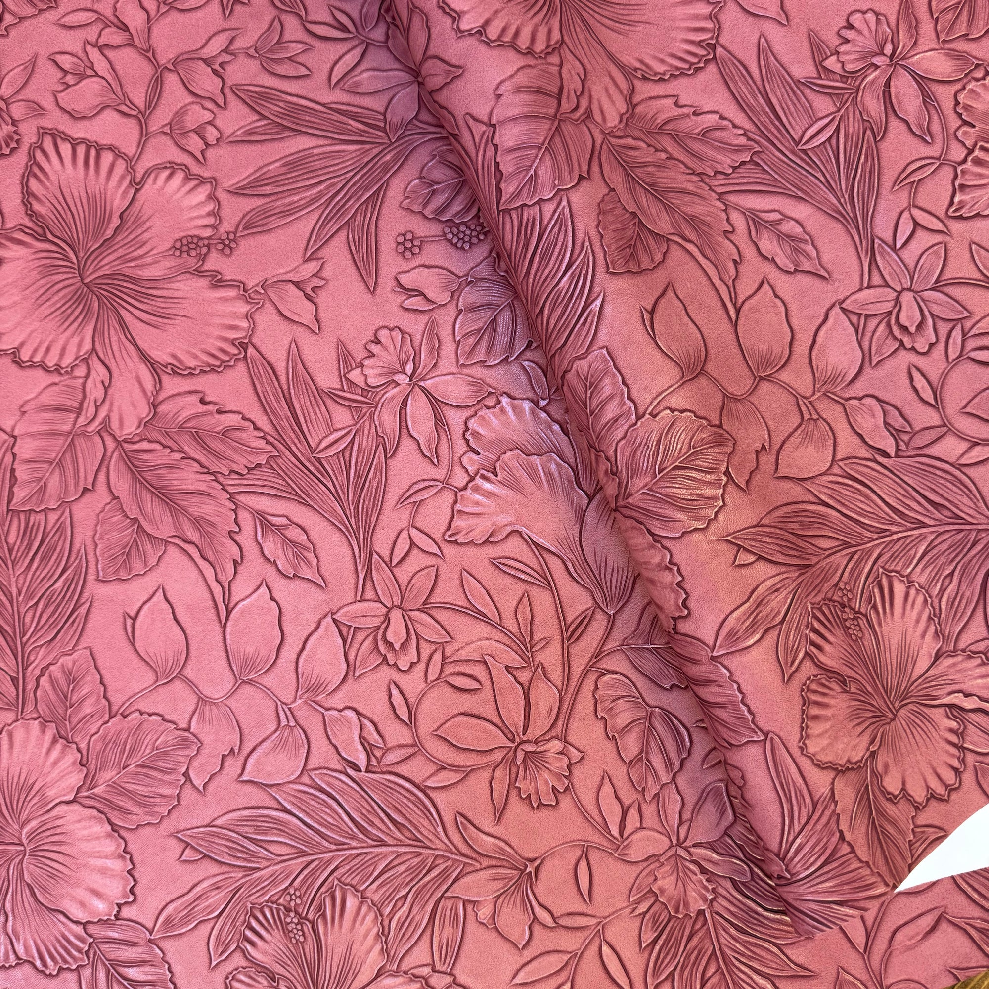 Vintage Embossed Floral Vinyl Purple Rose 18"x 53" - SOLD PER ROLL