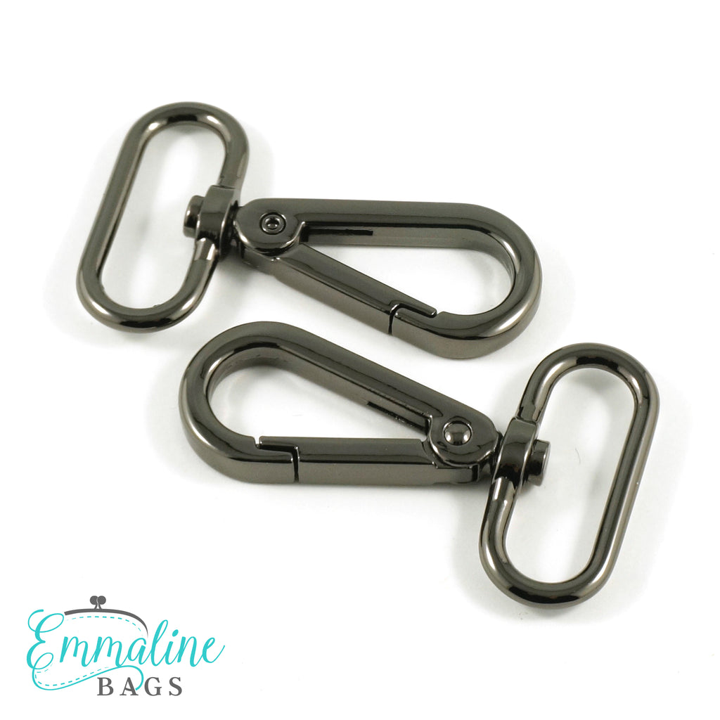 Swivel Snap Hooks: 1 1/2" wide Flat Hook Profile in Gunmetal (2 Pack)