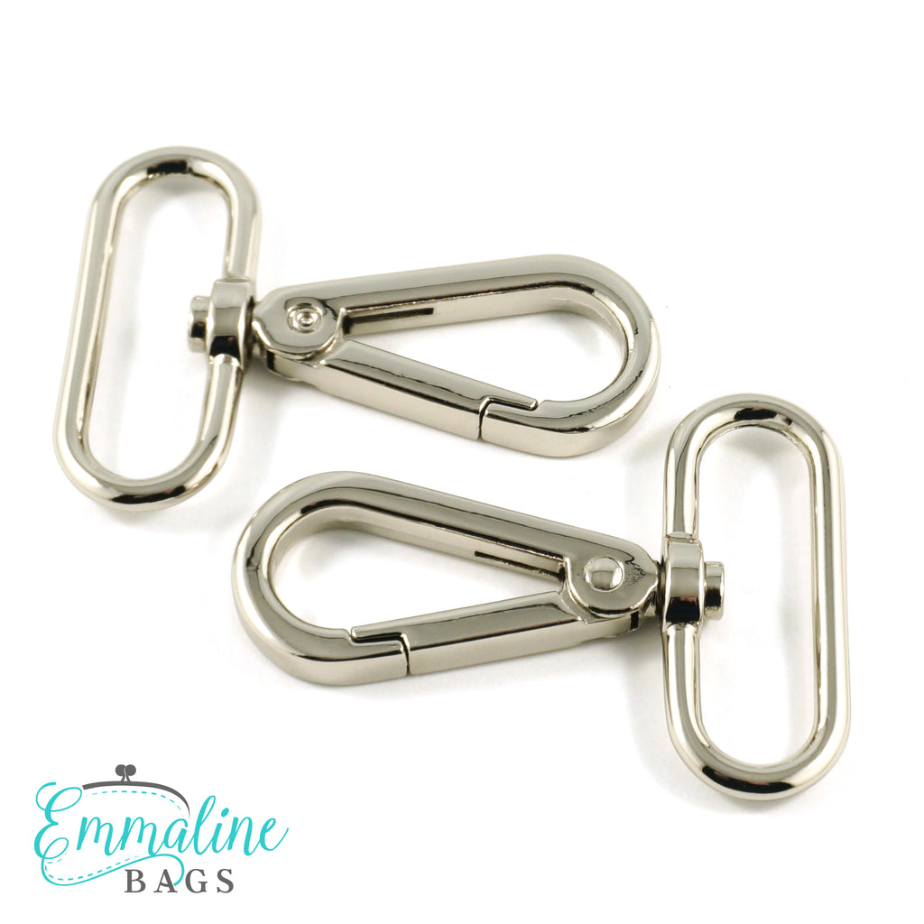 Swivel Snap Hooks: 1 1/2" wide Flat Hook Profile in Nickel (2 Pack)