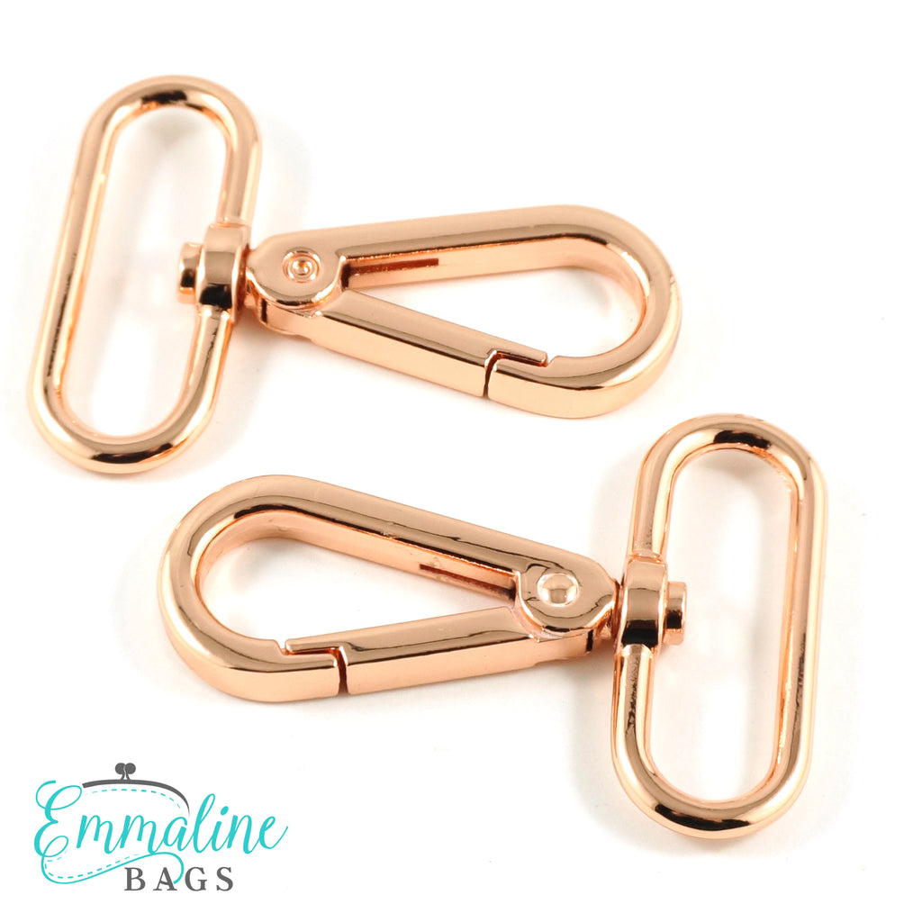 Swivel Snap Hooks: 1 1/2" wide Flat Hook Profile in Rose Gold/Copper (2 Pack)