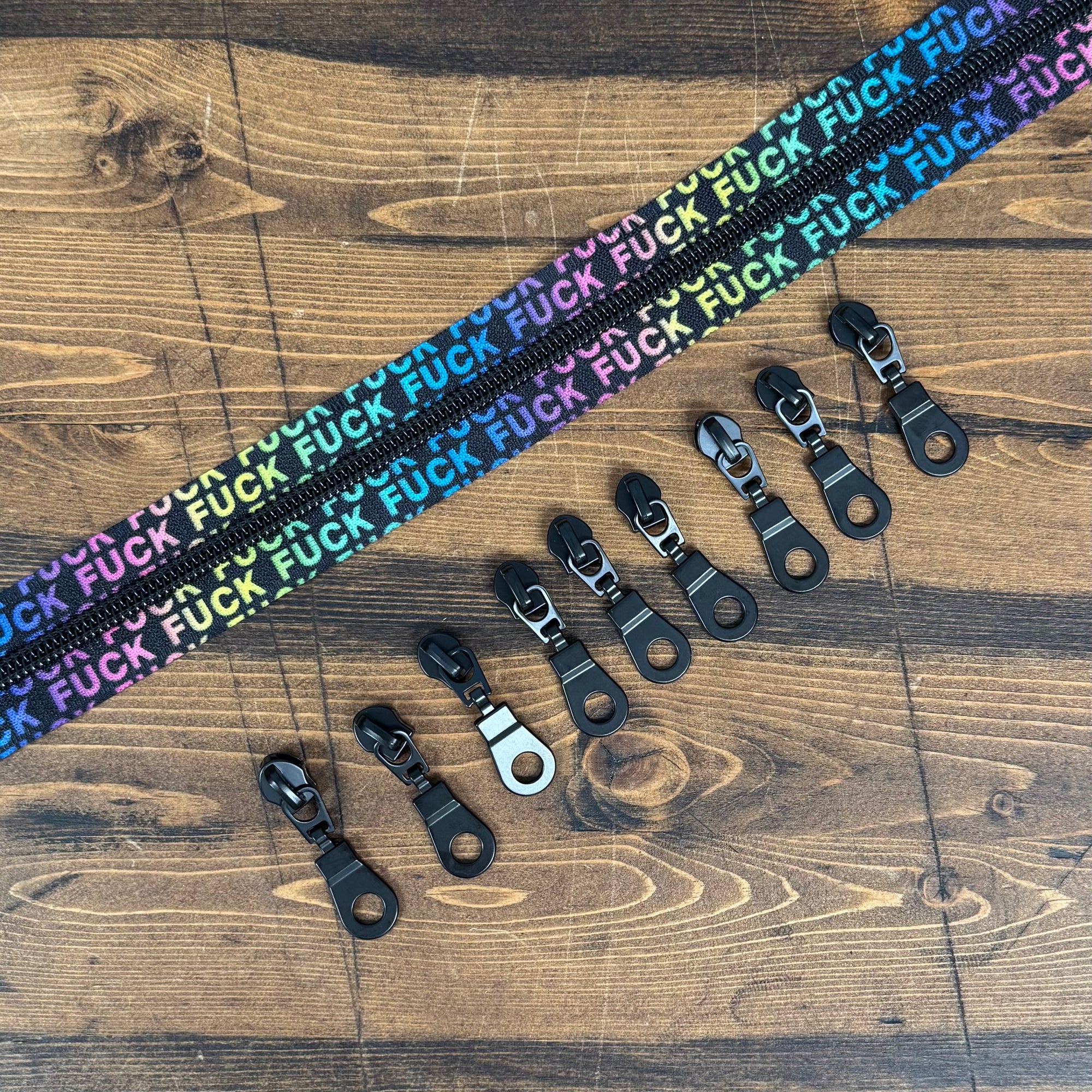 Donut Pull Zipper Pack - F*ck Zipper Tape with Matte Black Teeth