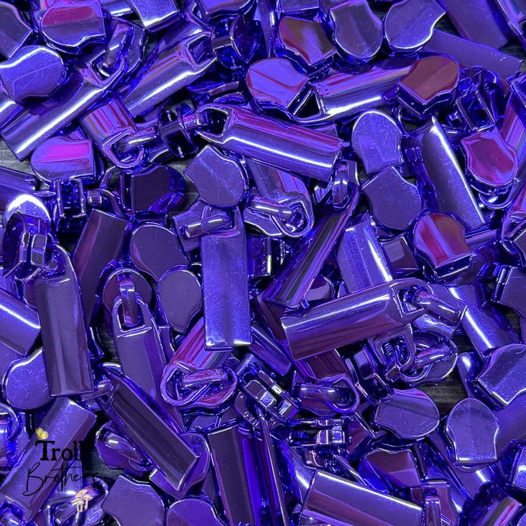 Rectangle Pull Zipper Pack - Black Zipper Tape with Violet Teeth