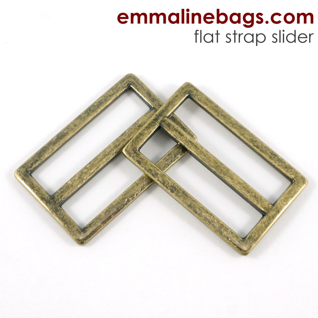Flat Strap SLIDERS (2 Pack) - 1 1/2" (38mm) Antique Brass