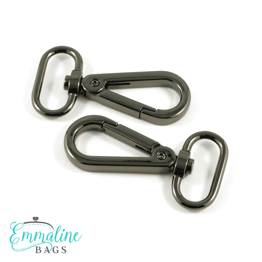 Swivel Snap Hooks: 1" wide Flat Hook Profile in Gunmetal (2 Pack)