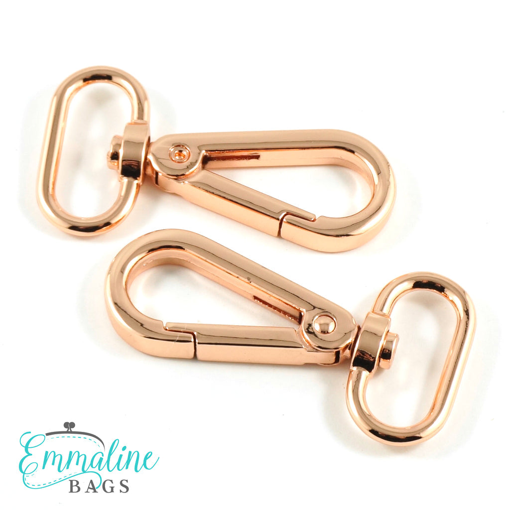 Swivel Snap Hooks: 1" wide Flat Hook Profile in Rose Gold/Copper (2 Pack)