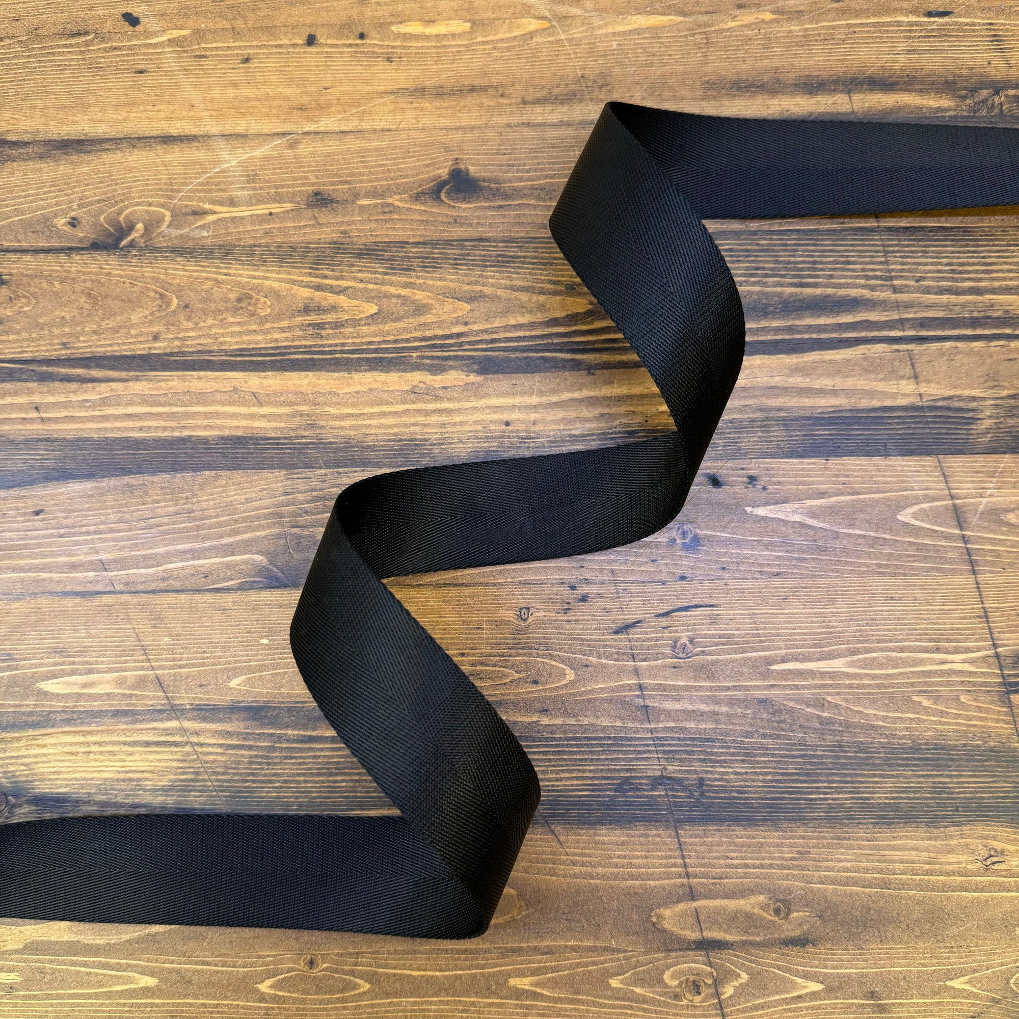 Herringbone Webbing 1 1/2" Black - PER QUARTER METRE