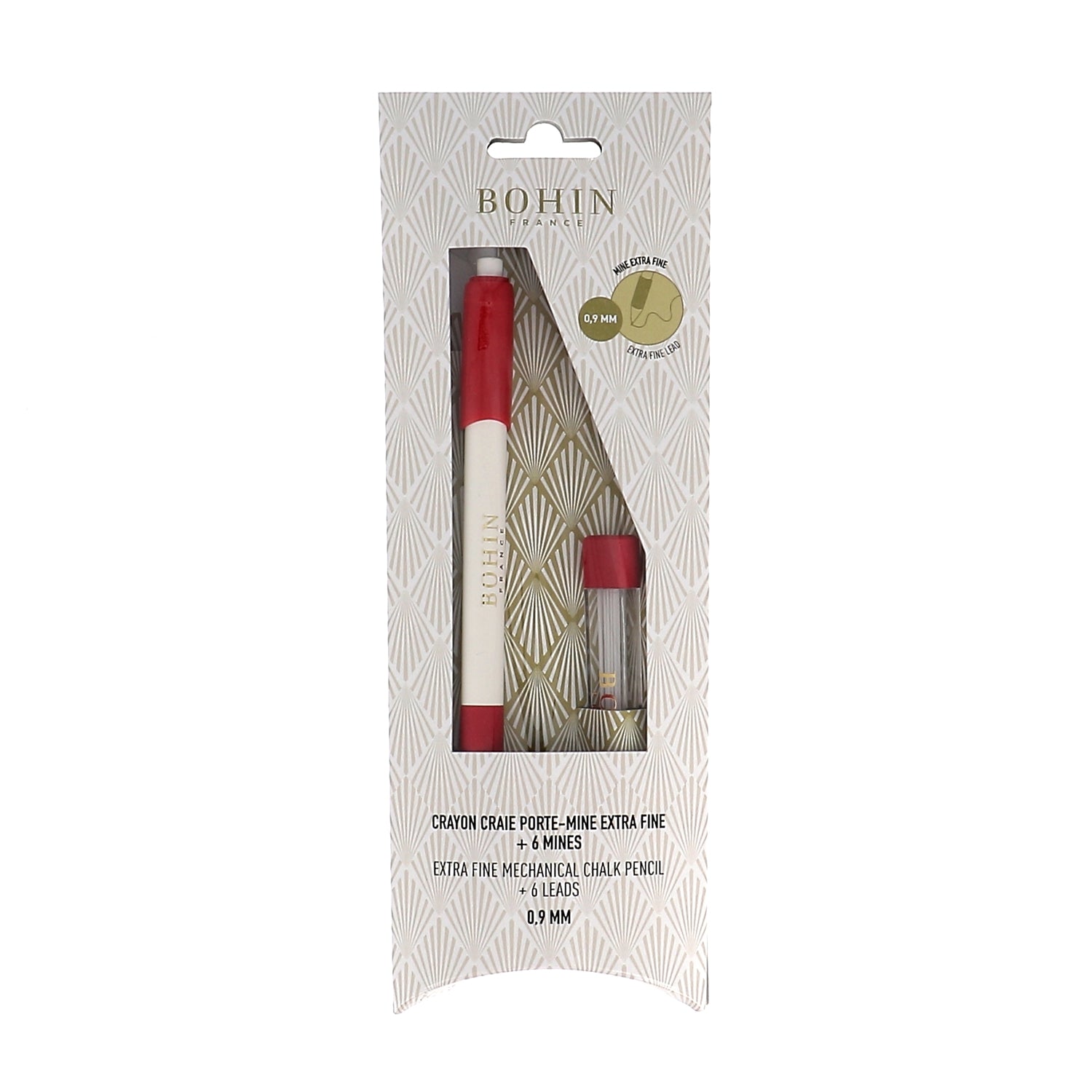 Mechanical chalk pencil + 6 leads - white