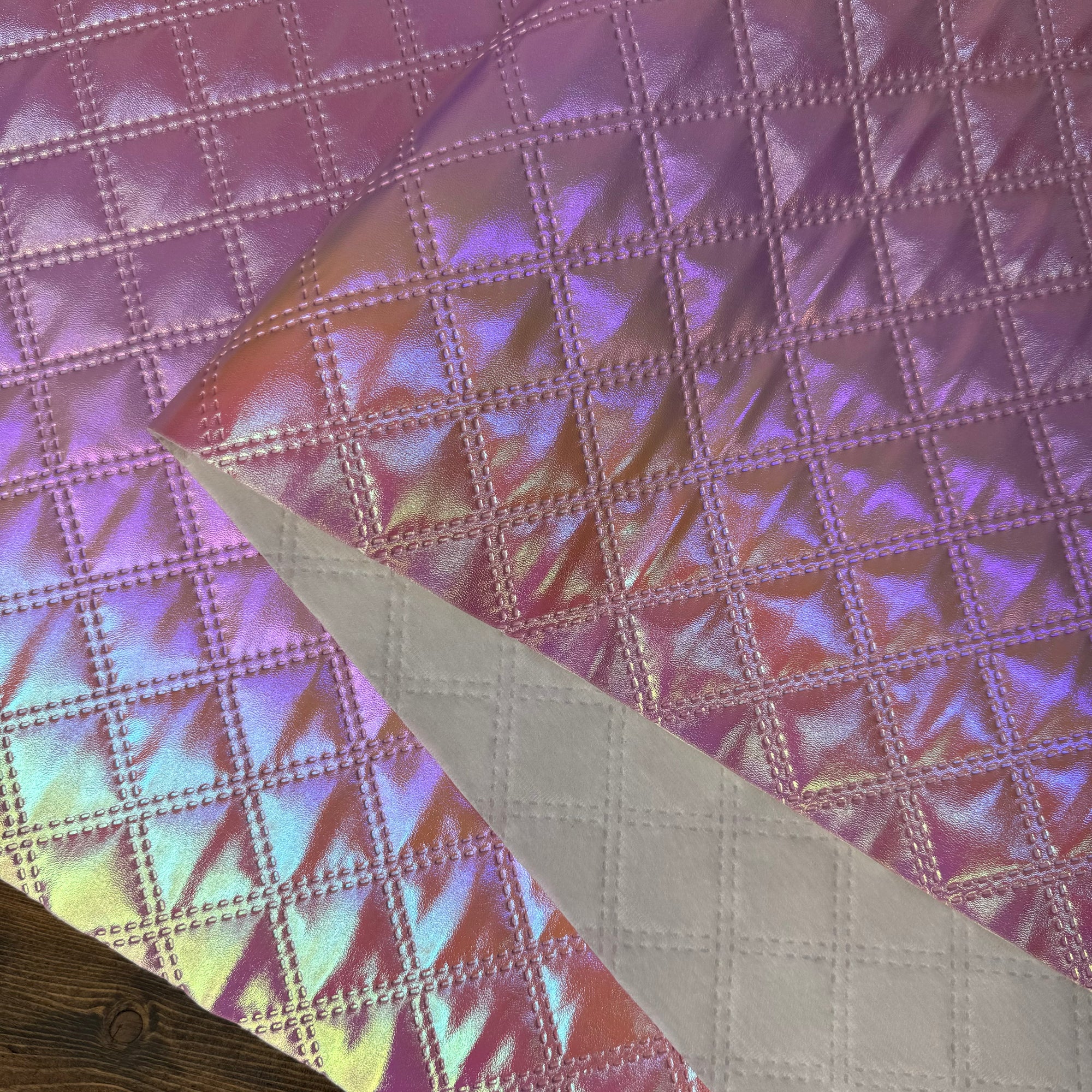 Iridescent Crosshatch Vinyl Peacock 18"x 53" - SOLD PER ROLL