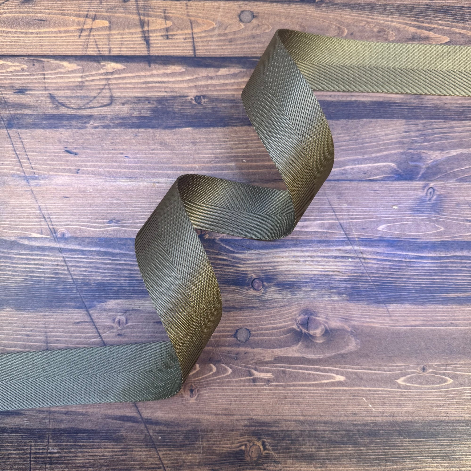 Herringbone Webbing 1 1/2" Bagby Green - PER QUARTER METRE