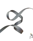 Satin Pinstripe Webbing 1" wide Black & Silver/White - PER QUARTER METRE