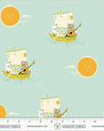 PRE ORDER JUNE 2026 - Heather Ross Favorites Owl And The Pussycat Aqua - Heather Ross - PER QUARTER METRE / 10" CUT