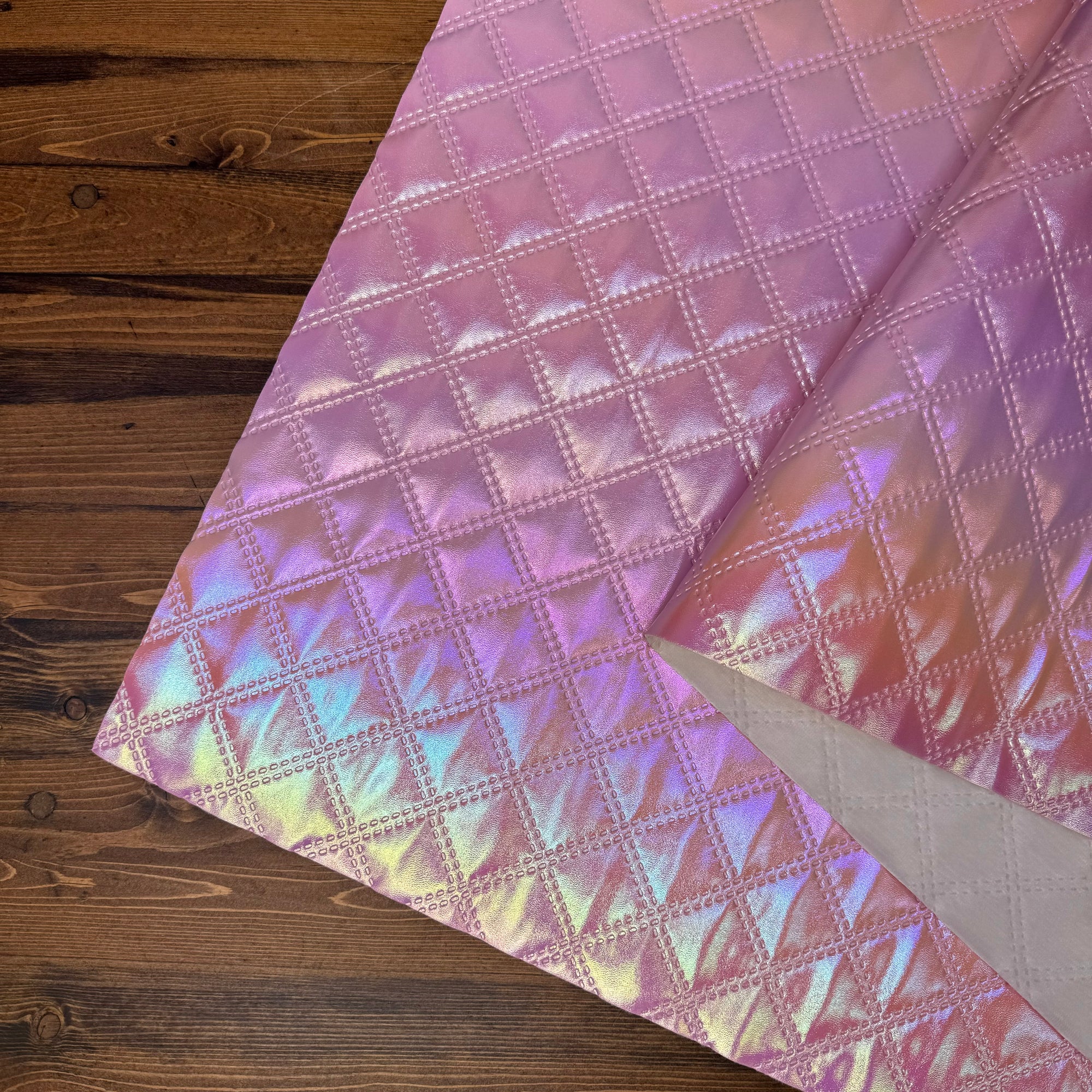 Iridescent Crosshatch Vinyl Peacock 18"x 53" - SOLD PER ROLL