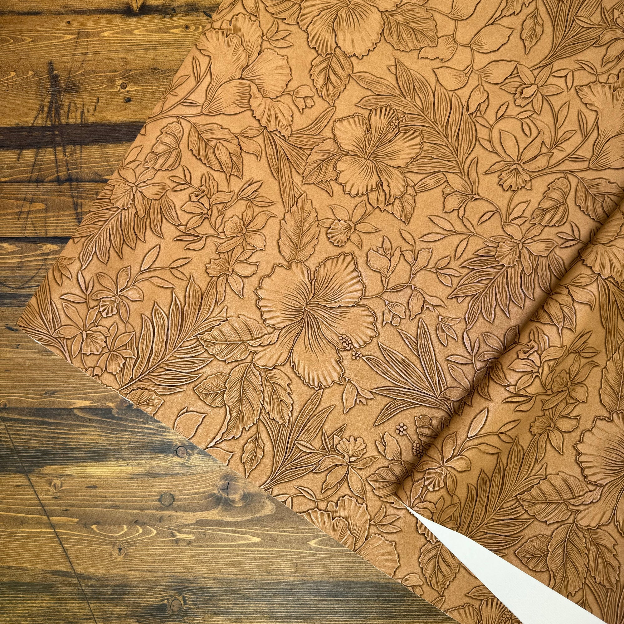 Vintage Embossed Floral Vinyl Cappuccino 18"x 53" - SOLD PER ROLL