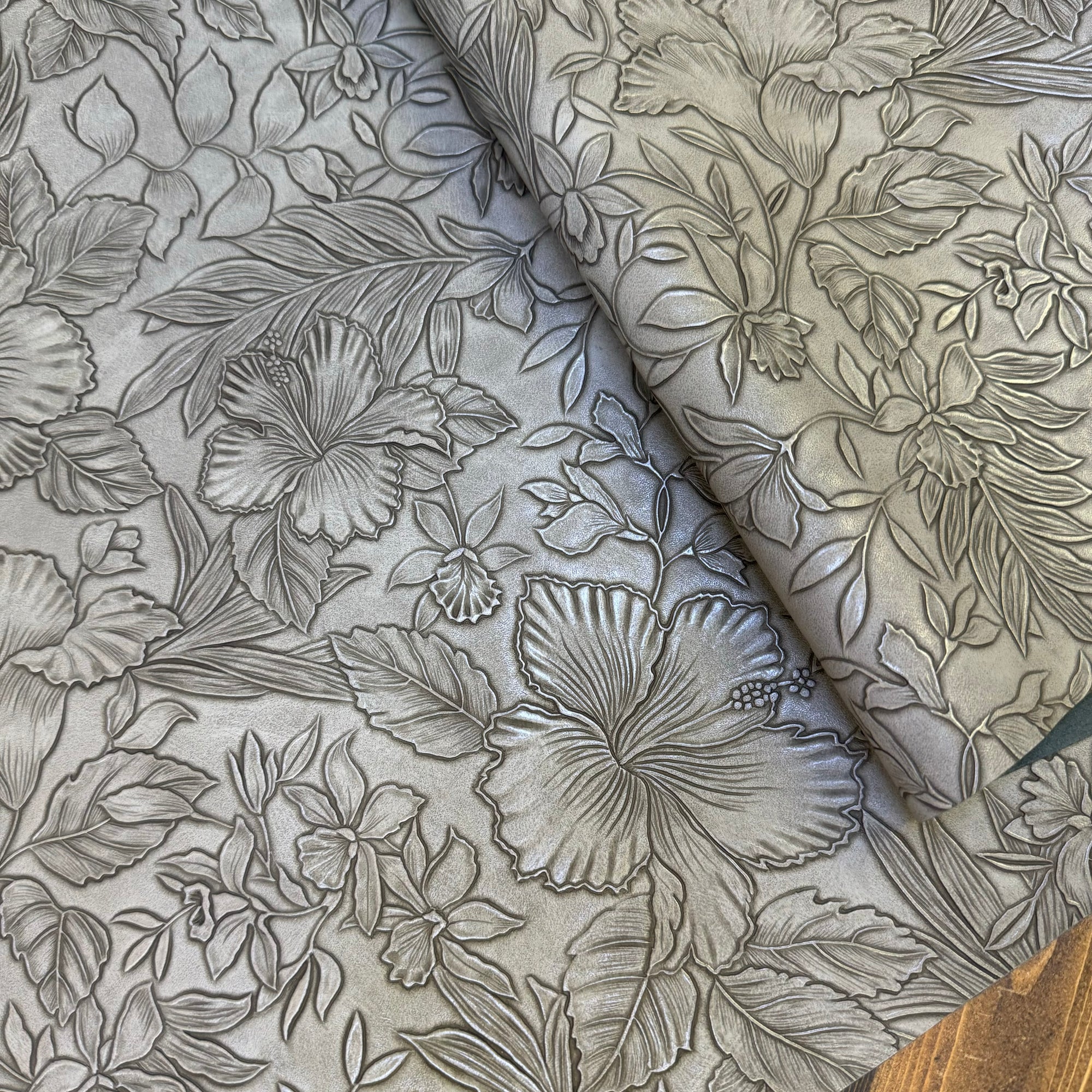 Vintage Embossed Floral Vinyl Dolphin 18"x 53" - SOLD PER ROLL