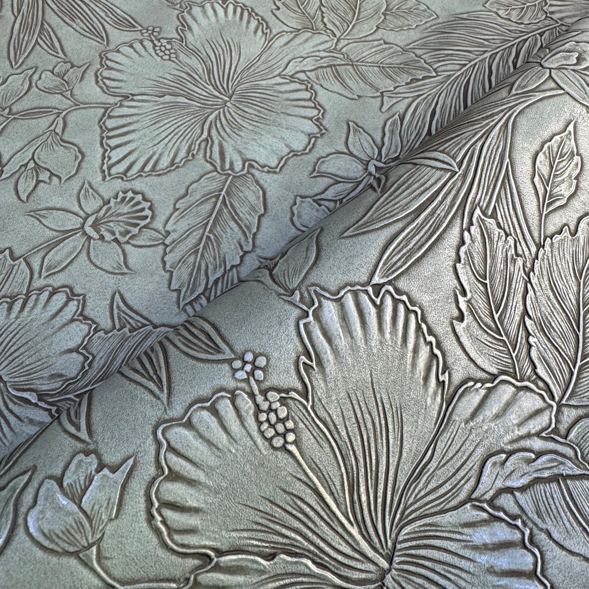 Vintage Embossed Floral Vinyl Christmas Pine 18"x 53" - SOLD PER ROLL