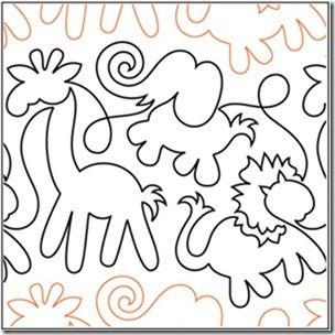 Animal Crackers, 9.5" Wide Longarm Pantograph Pattern - Single Row, 144" Long