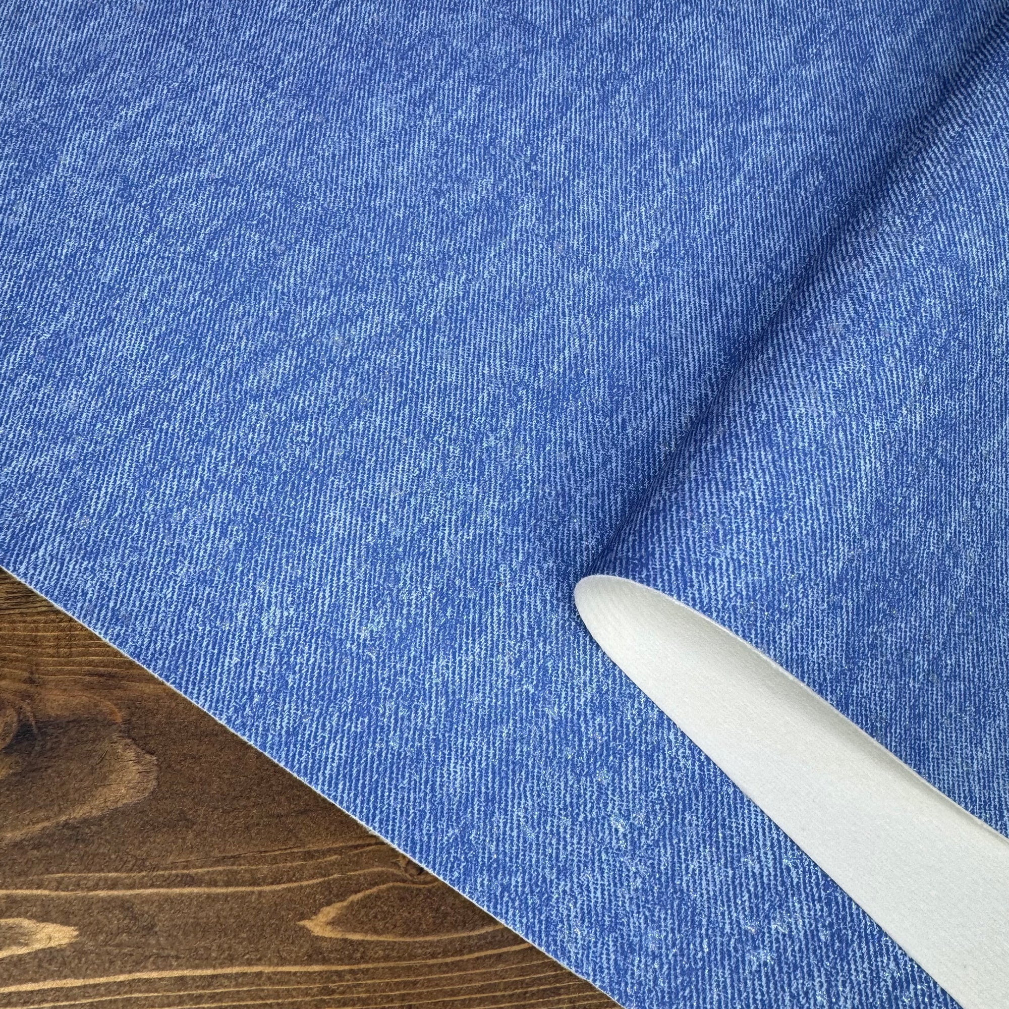 Glacial Luster Denim Vinyl Blizzard 18"x 53" - SOLD PER ROLL