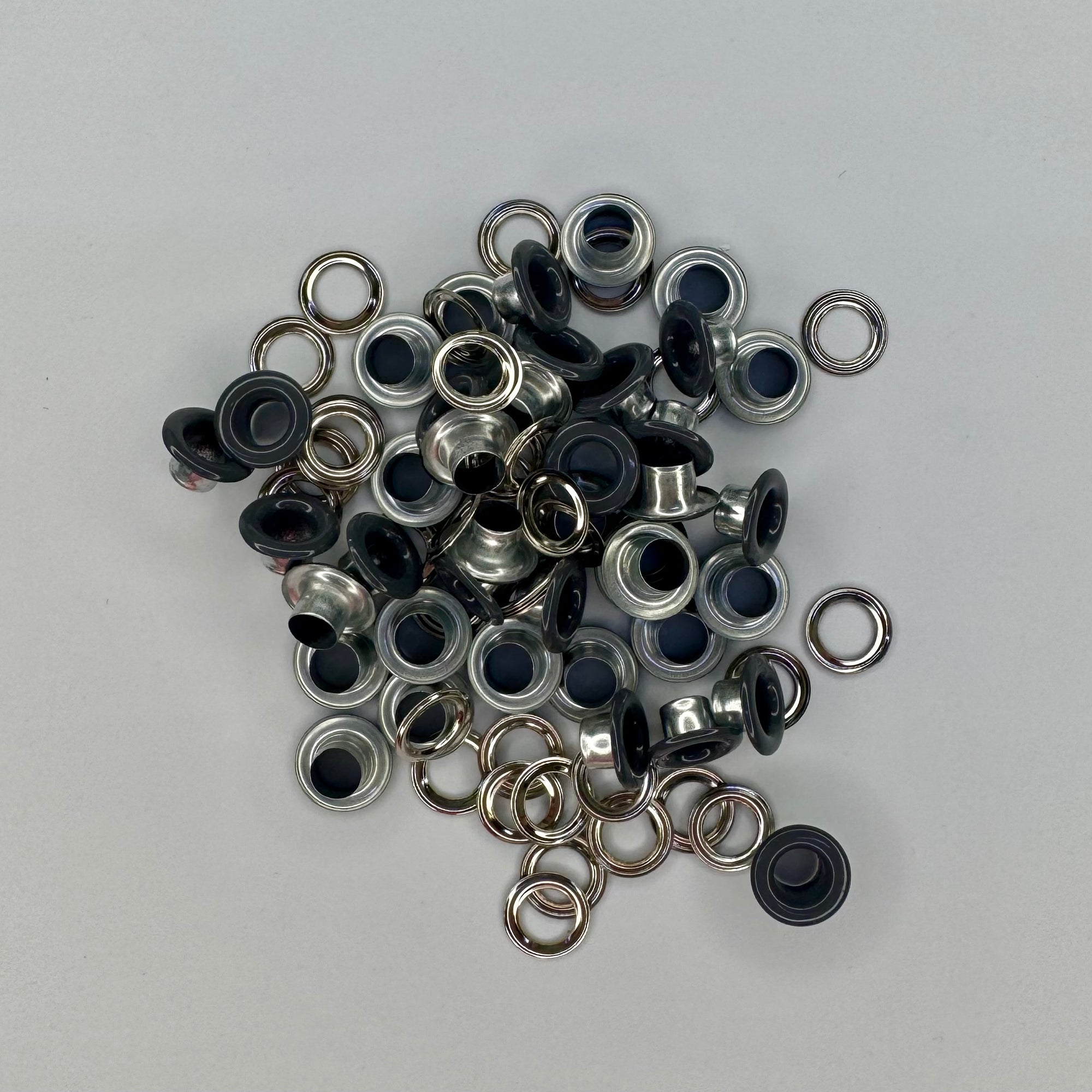 Grey Metal Eyelets – 5 mm Round Garment Accessories - 40 pcs per Pack