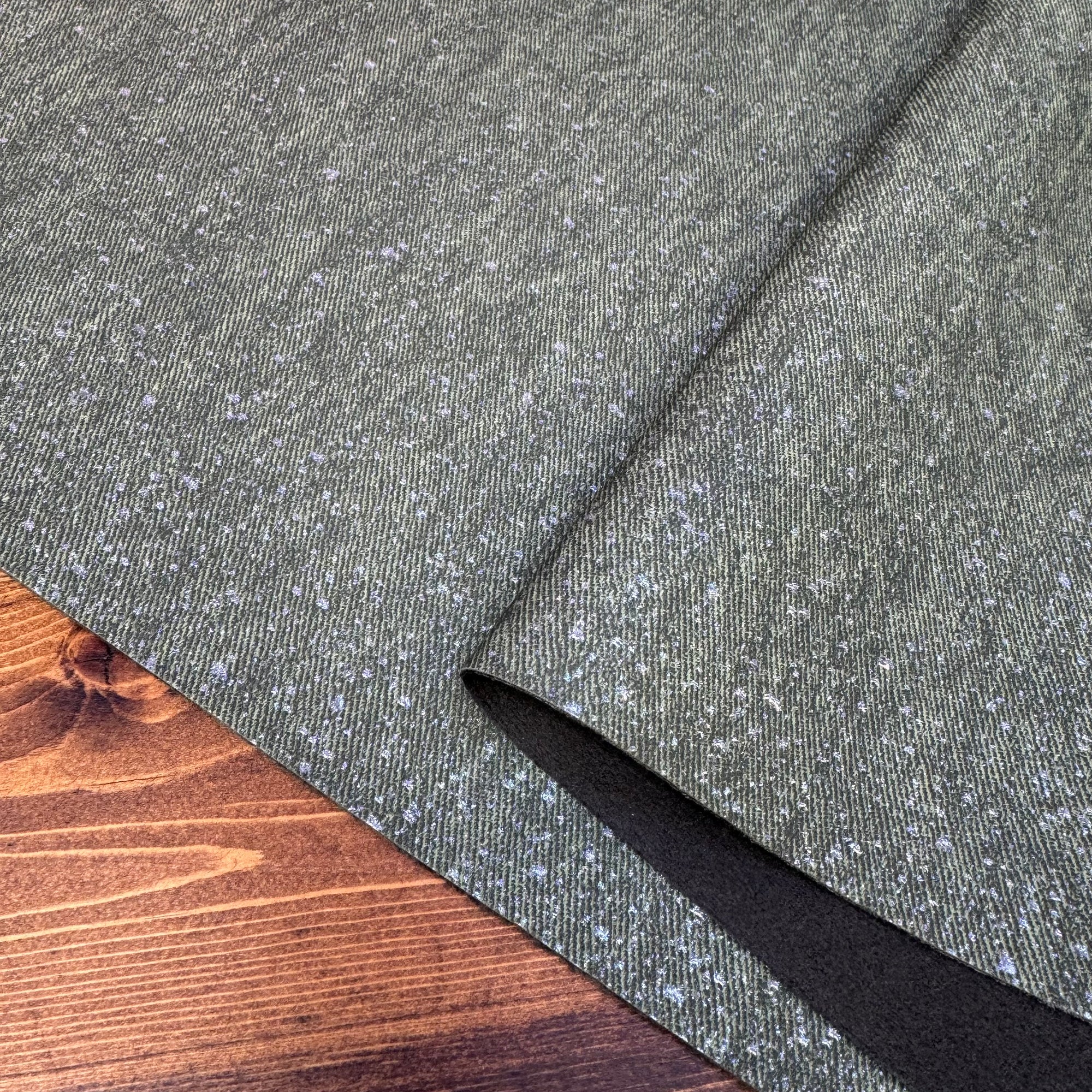 Glacial Luster Denim Vinyl Basil 18"x 53" - SOLD PER ROLL