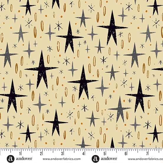 Nevermore Tall Stars Cream - Andover Fabrics - PER QUARTER METRE Nevermore Tall Stars Cream - Andover Fabrics - PER QUARTER METRE