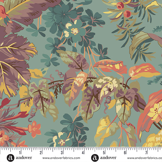 Botanical Beauties 108s Foliage Teal - Edyta Sitar - PER QUARTER METRE/10 Botanical Beauties 108s Foliage Teal - Edyta Sitar - PER QUARTER METRE/10