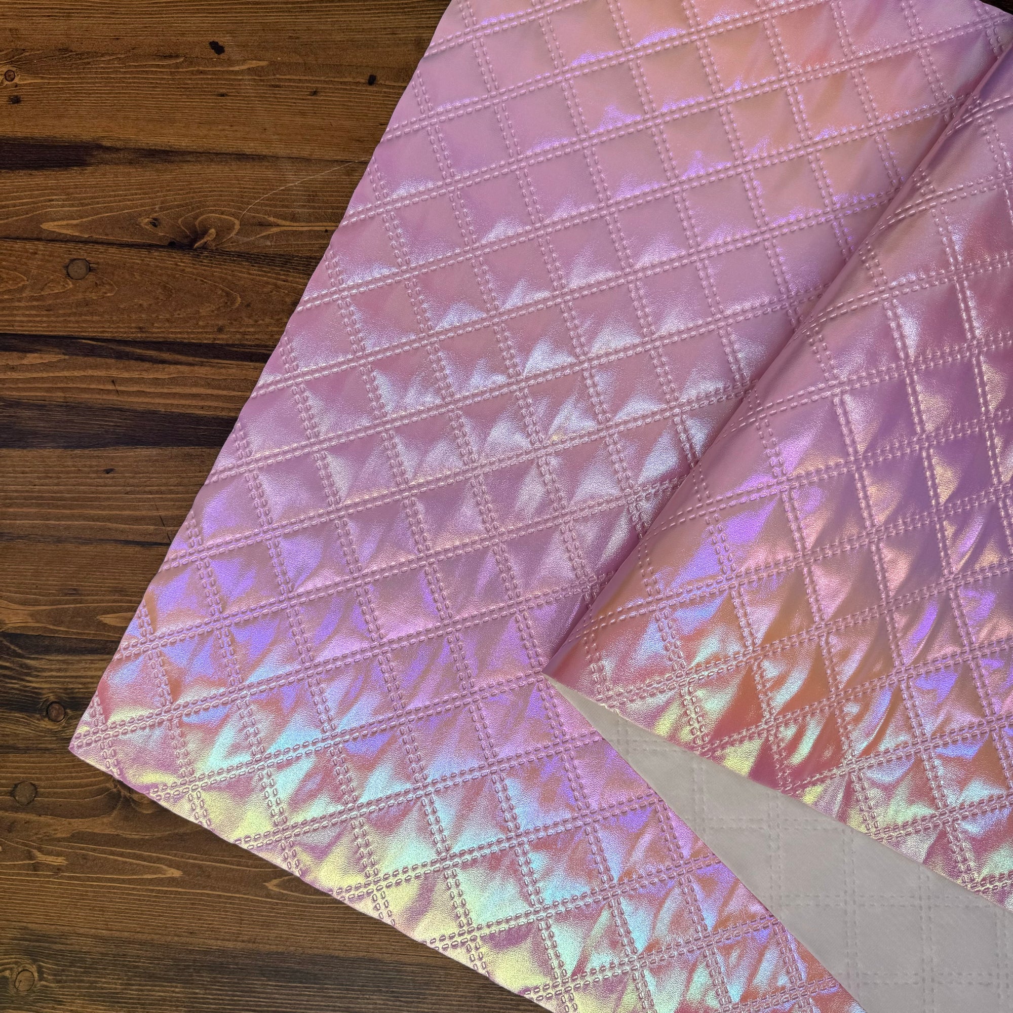 Iridescent Crosshatch Vinyl Peacock 18"x 53" - SOLD PER ROLL