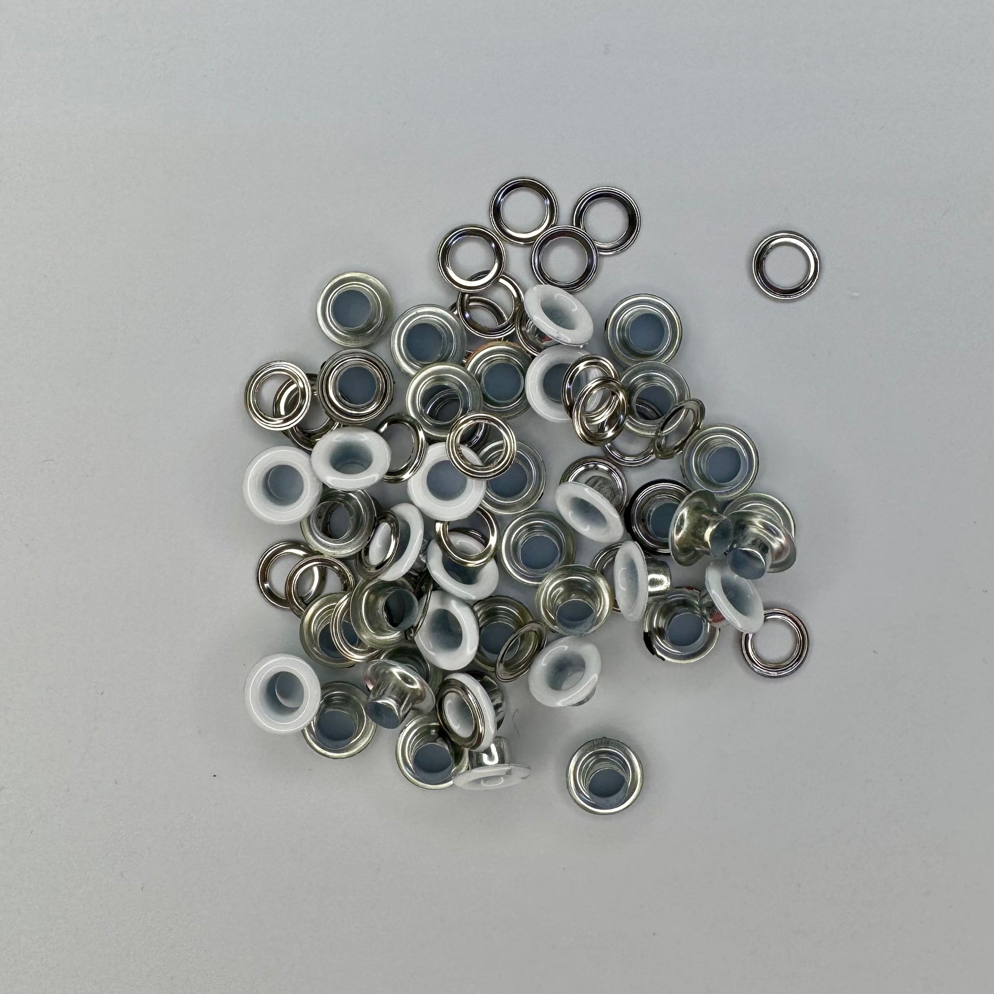 White Metal Eyelets – 5 mm Round Garment Accessories - 40 pcs per Pack