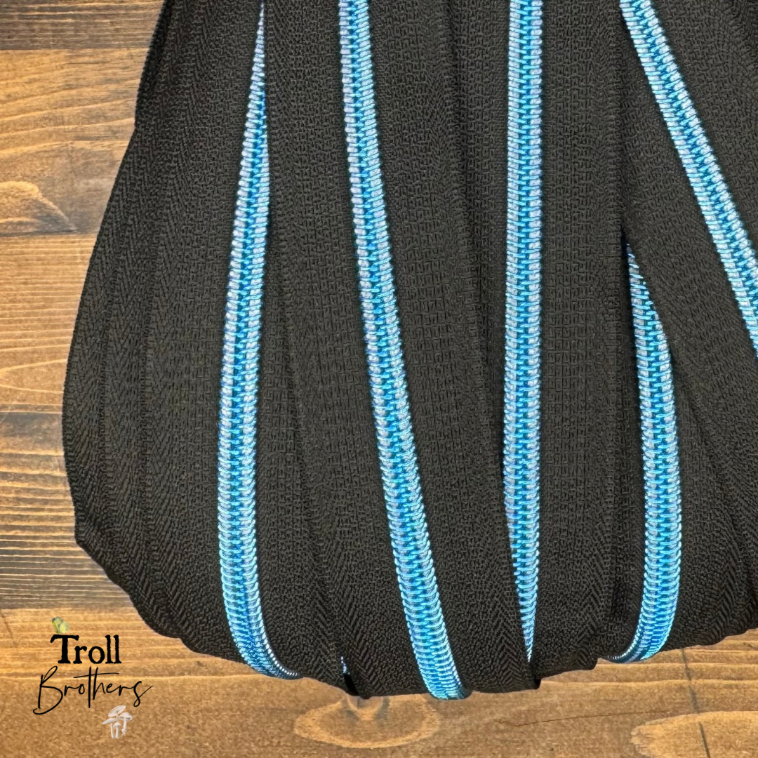 Donut Pull Zipper Pack - Black Zipper Tape with Sapphire Blue Teeth