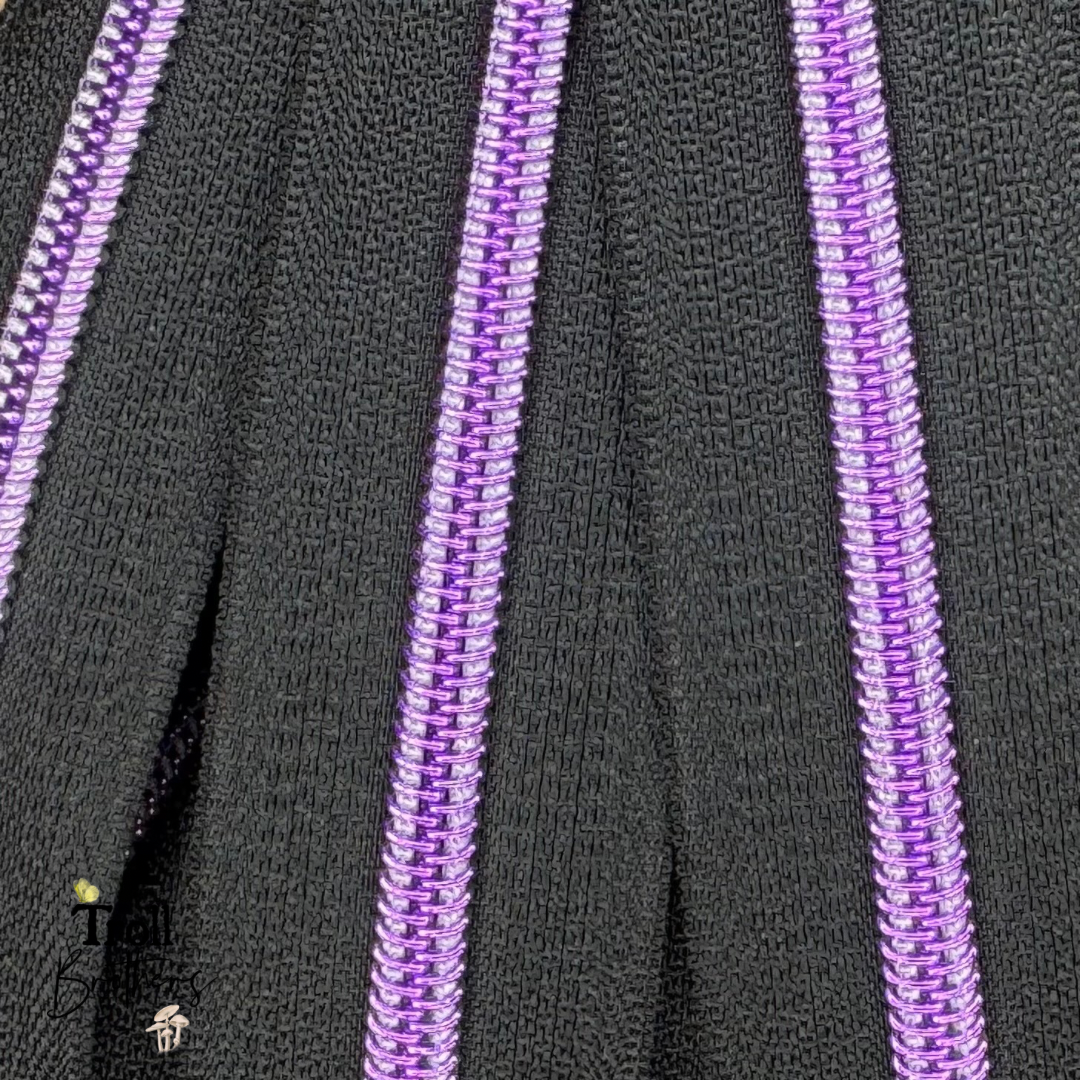 Donut Pull Zipper Pack - Black Zipper Tape with Violet Teeth