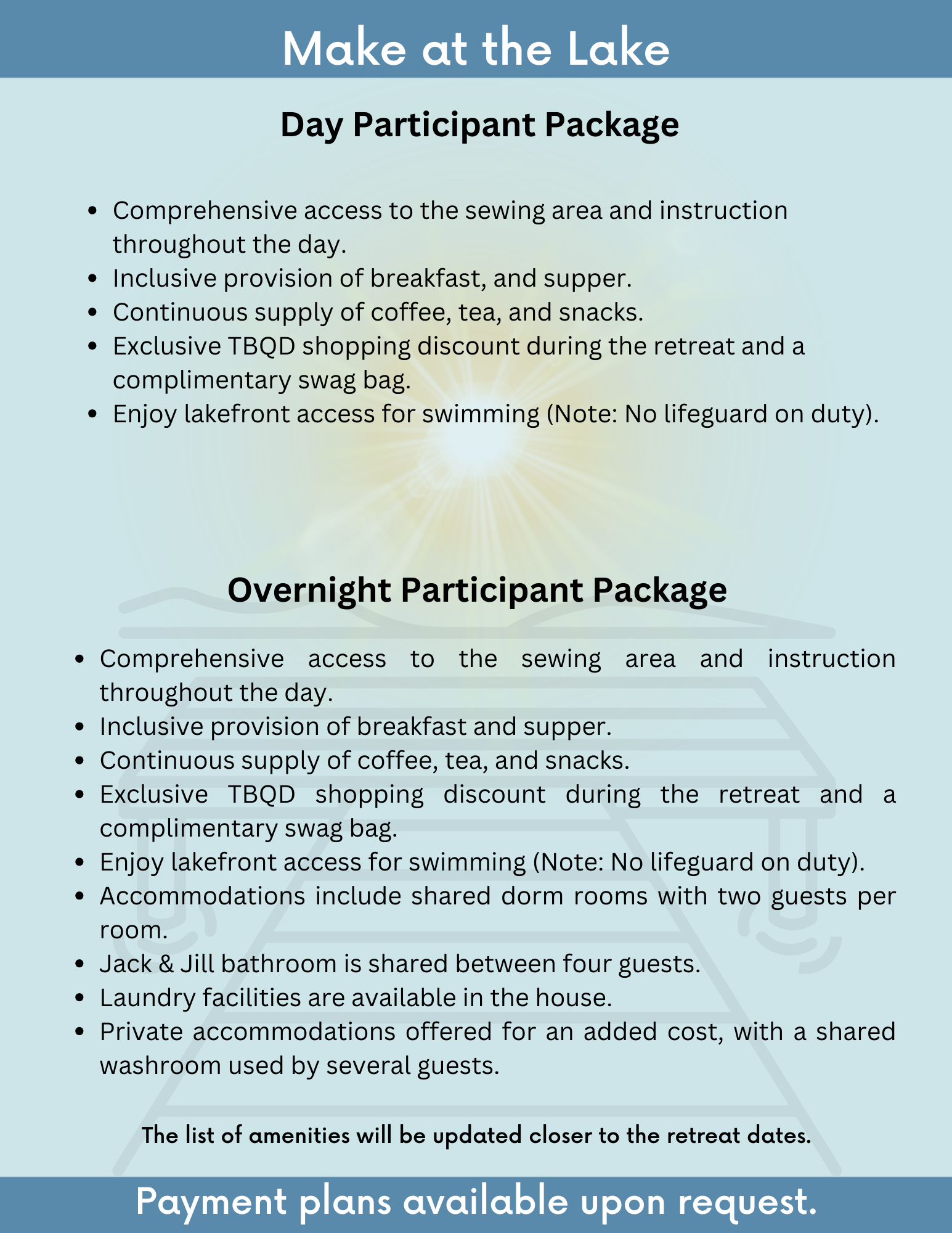 Make at the Lake Summer 2026 - August 9th - 13th, 2026 - Day Participant