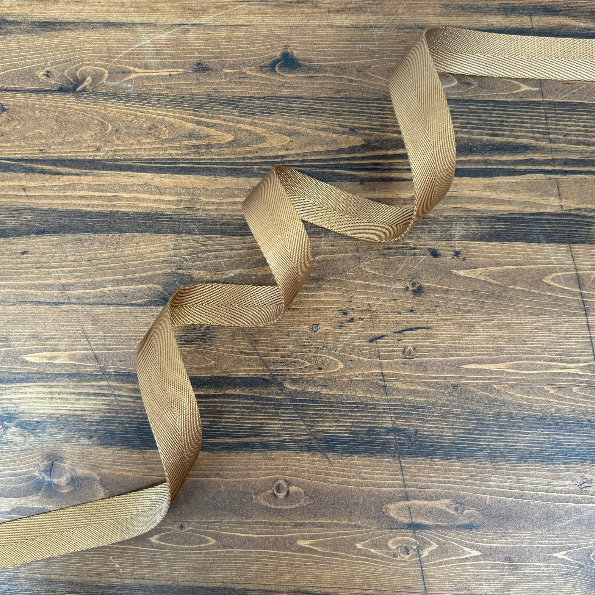 Herringbone Webbing 1" Coffee - PER QUARTER METRE