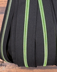 Donut Pull Zipper Pack - Black Zipper Tape with Green Teeth