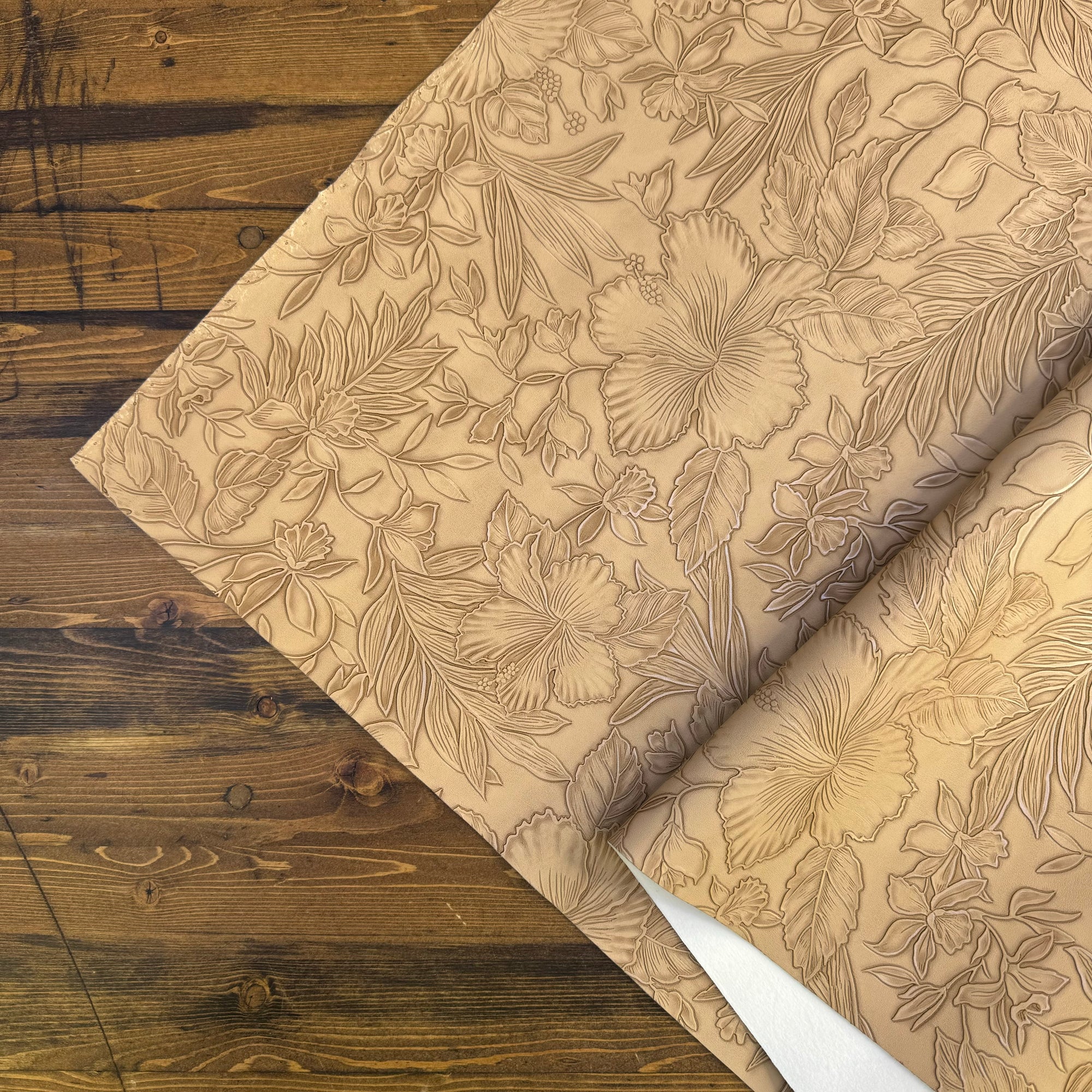 Vintage Embossed Floral Vinyl Sand Dune 18"x 53" - SOLD PER ROLL