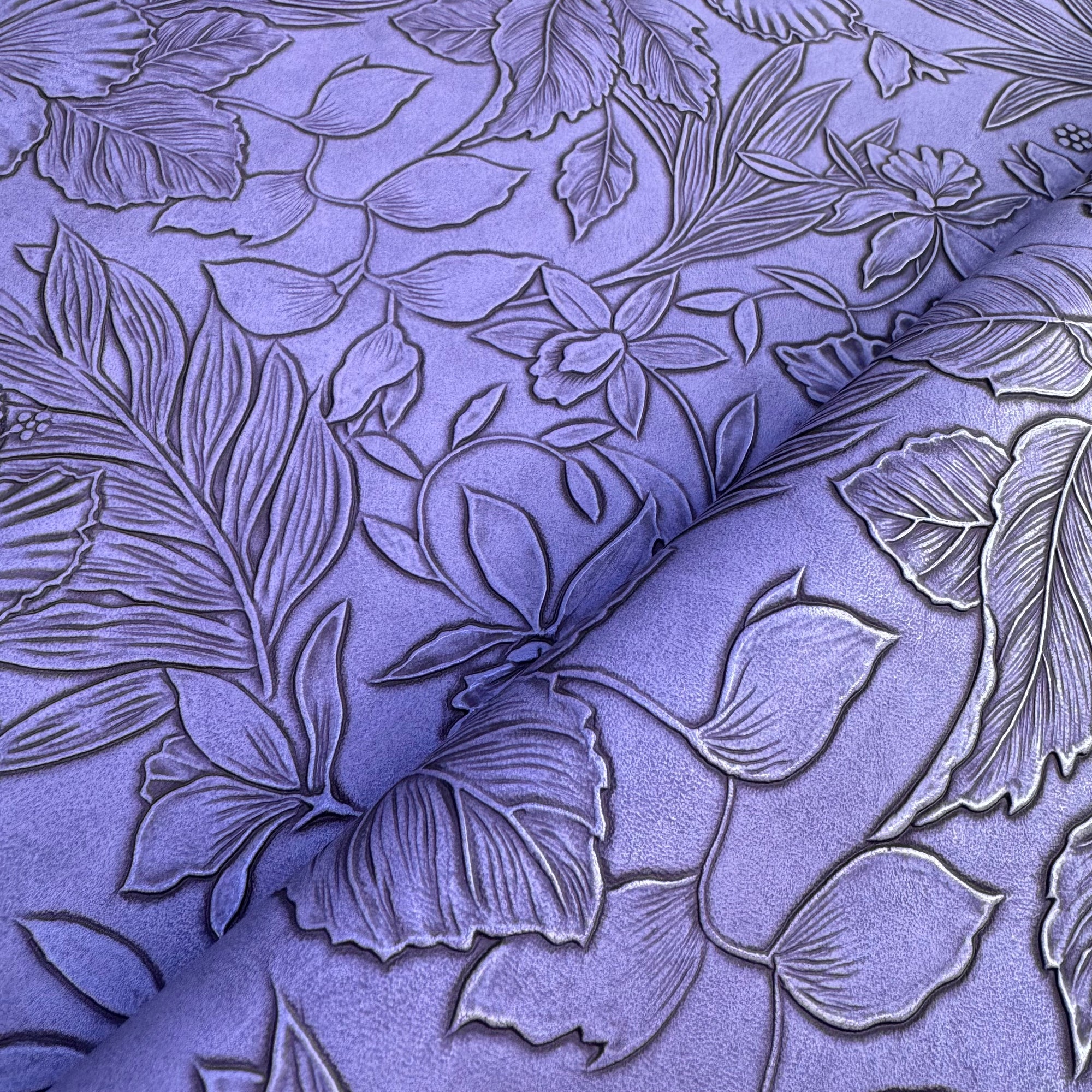Vintage Embossed Floral Vinyl Lavendar 18"x 53" - SOLD PER ROLL