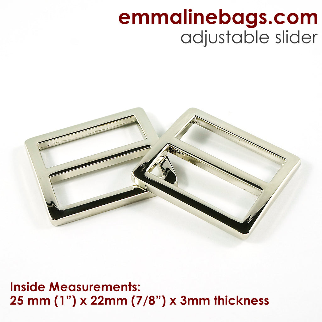 Flat Strap SLIDERS (2 Pack) - 1" (25mm) Nickel