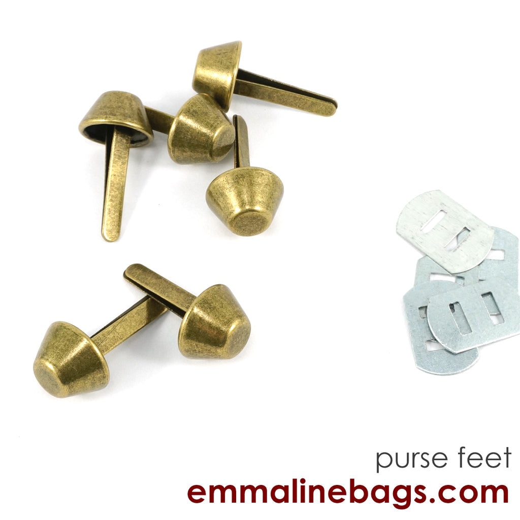BUCKET Purse Feet: 9/16" (14 mm) (6 pack) - Antique Brass