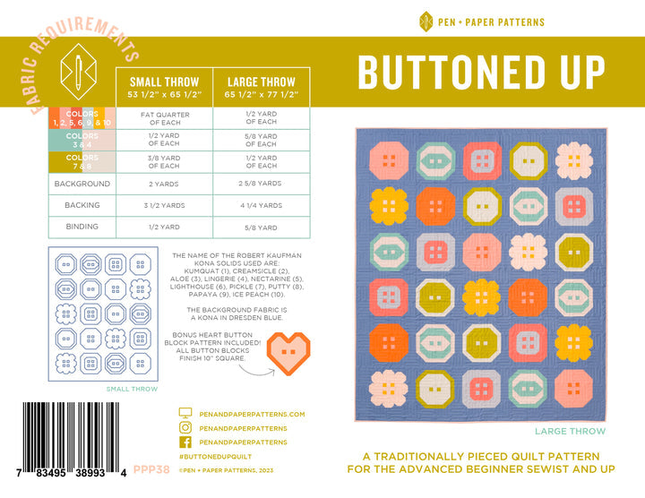 Buttoned Up Quilt Printed Pattern