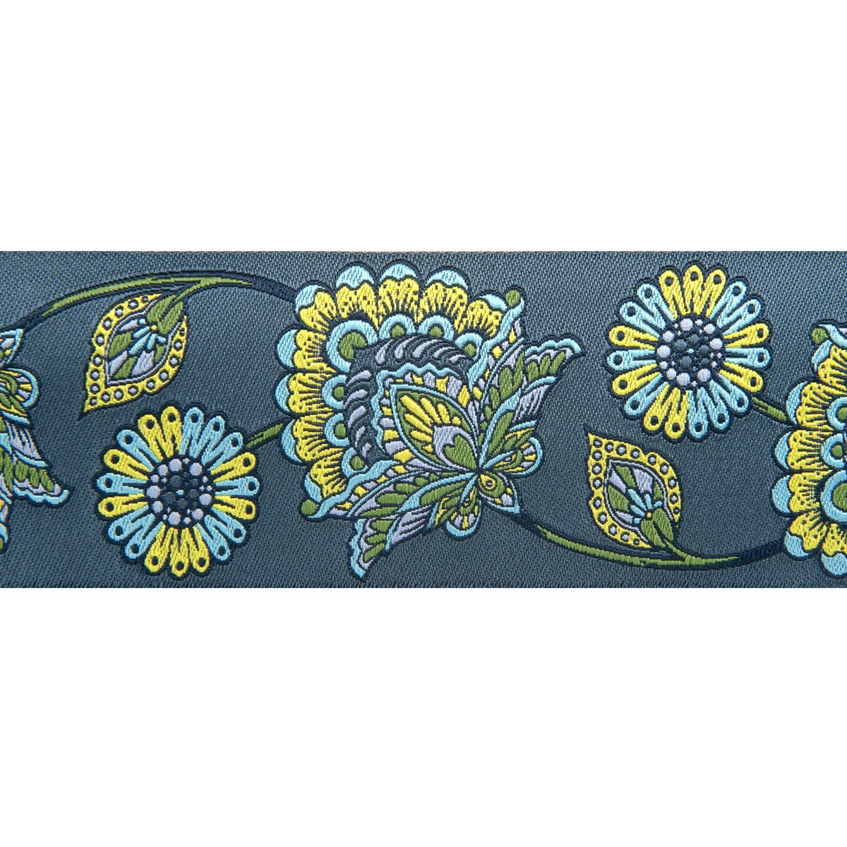 Jacobean Flower Indigo 2" - PER QUARTER METRE