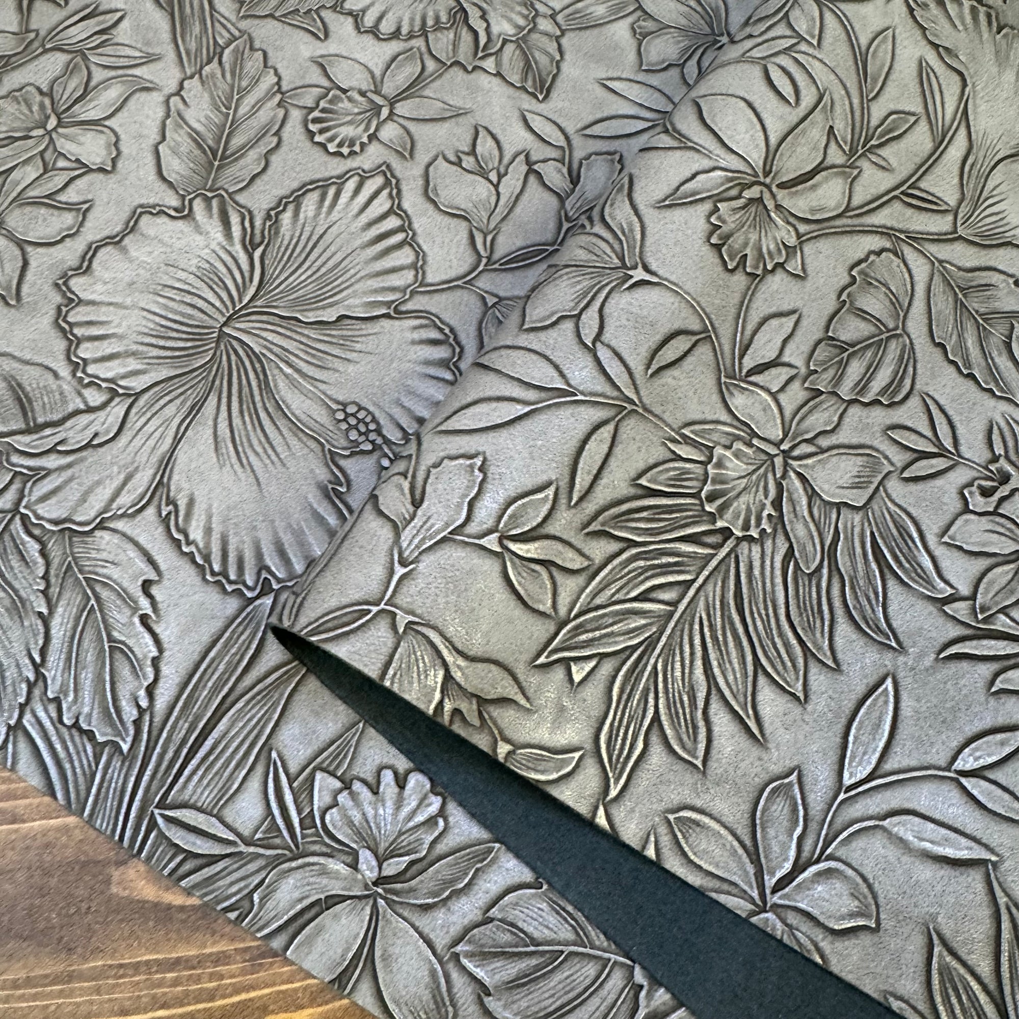 Vintage Embossed Floral Vinyl Dolphin 18"x 53" - SOLD PER ROLL