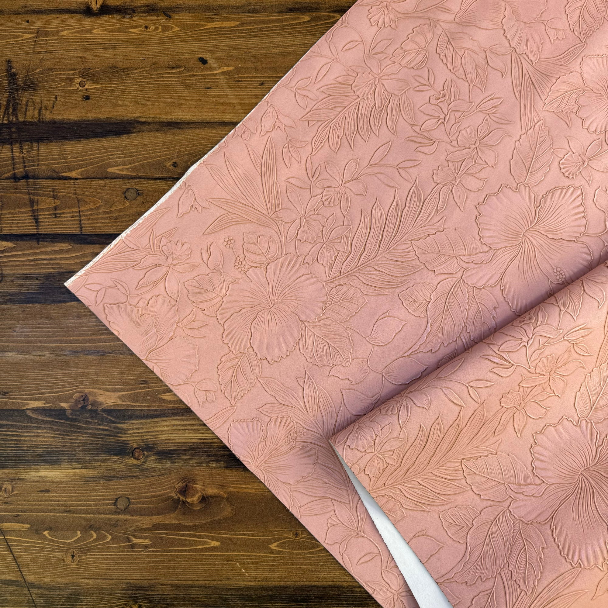 Vintage Embossed Floral Vinyl Pink Rose 18"x 53" - SOLD PER ROLL