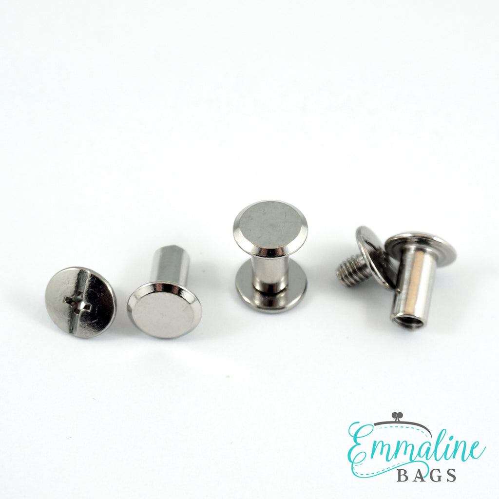 Chicago Screws: Large: 3/8" Caps x 3/8" Posts (10 mm x 10 mm) - Nickel - 50 Pack