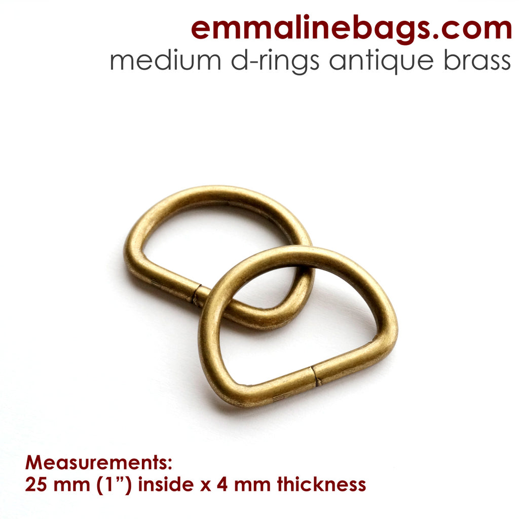 D-rings: 1"  Antique Brass - 4 Pack