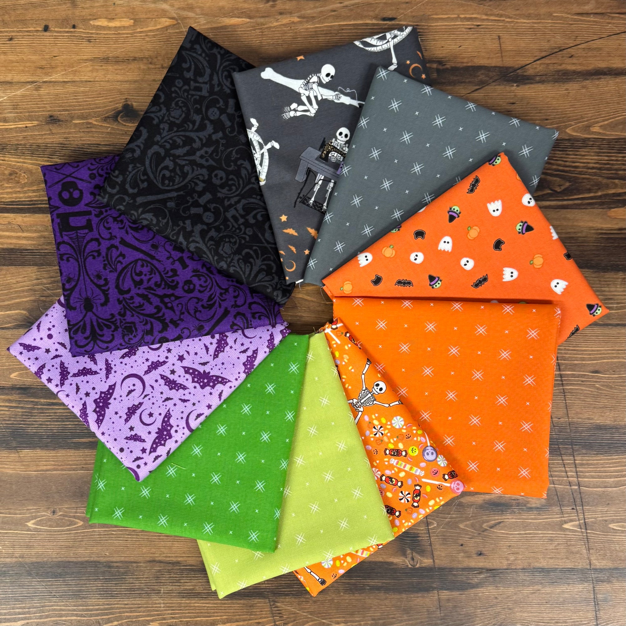 Mr. Bones Halloween 10 Piece Fat Quarter Bundle