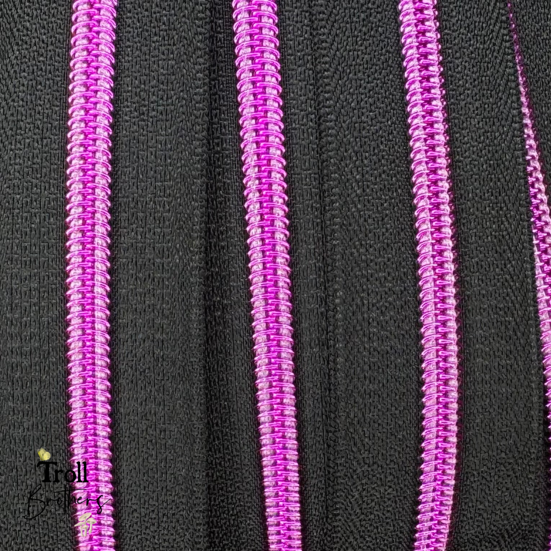 Donut Pull Zipper Pack - Black Zipper Tape with Pink Teeth