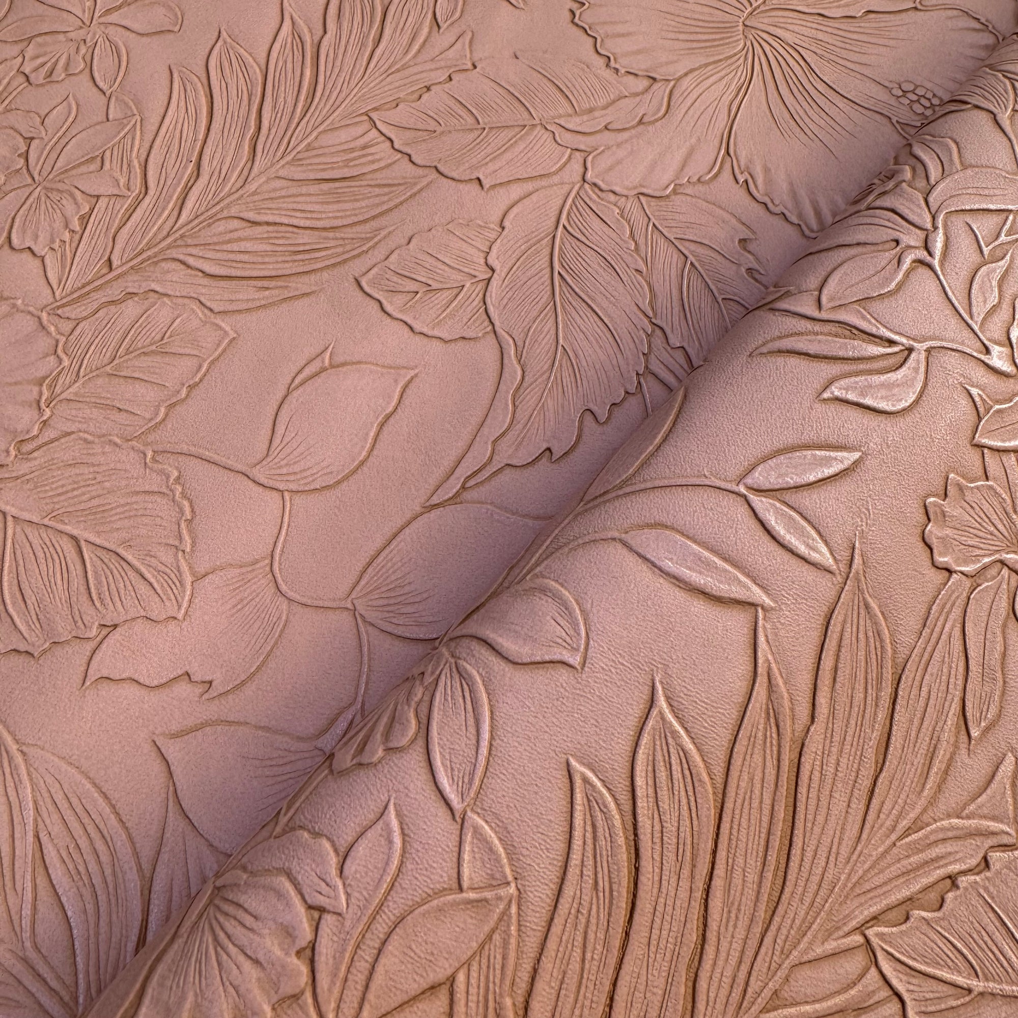Vintage Embossed Floral Vinyl Pink Rose 18"x 53" - SOLD PER ROLL
