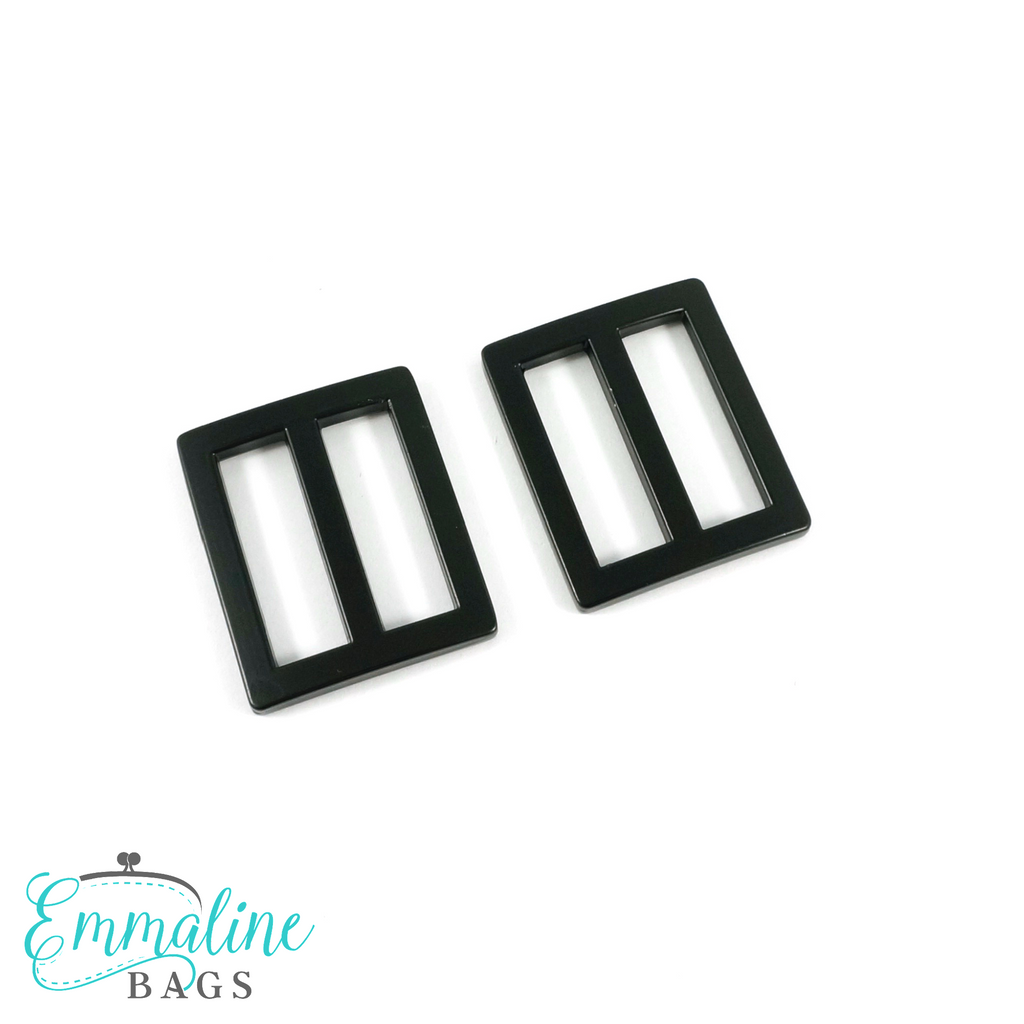 Flat Strap SLIDERS (2 Pack) - 1" (25mm) Matte Black