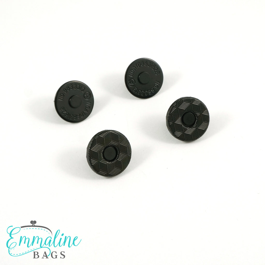 Magnetic Snap Closures- 9/16" (14 mm) Slim in Matte Black (2 pack)